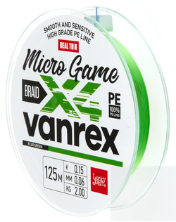 Плетеный шнур Lucky John Vanrex MICRO GAME х4 BRAID Fluo Green 125 м - 0.06 мм