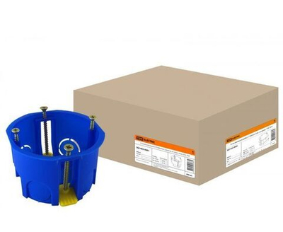 ЭРА Коробка установочн. КУП 68х45мм для полых стен саморез. пласт. лапк. синяя IP30 (200/4000) Б0037430 (упаковка 20 шт)