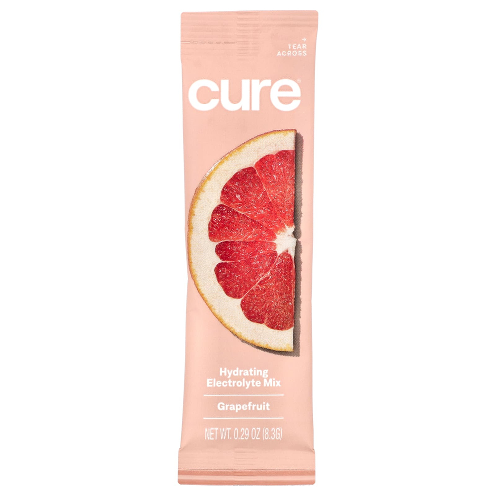 Cure Hydration, смесь электролитов для гидратации, грейпфрут, 14 пакетиков по 8,3 г (0,29 унции) каждый