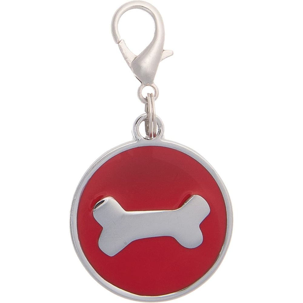 Адресник круглый большой кость красный 29 мм, гравировка 19045