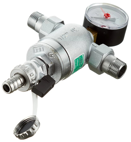 Фильтр FAR 3/4" НР/НР, с манометром, 100 мкм, Max: 95 °C, 25 бар FA 3944 34100