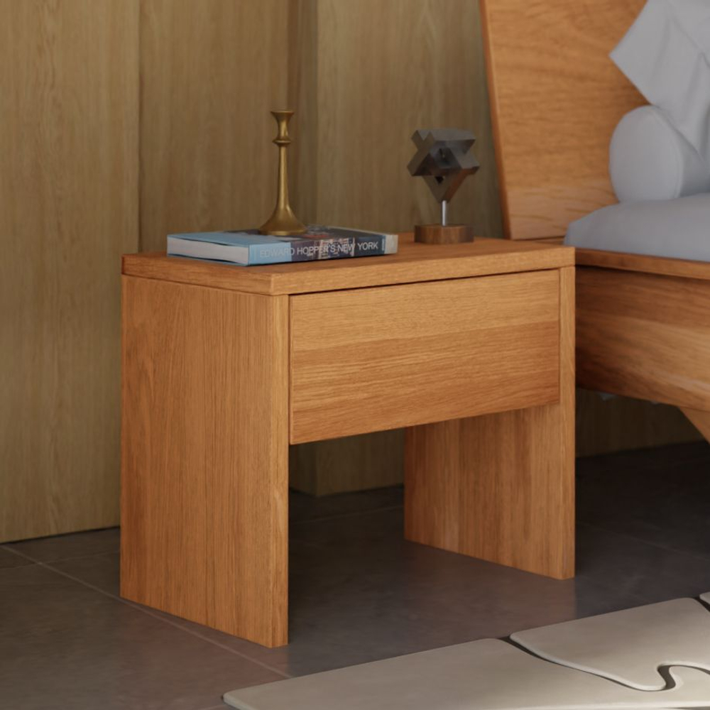 Тумба прикроватная 51х46х35, BE, с ящиком, деревянная, в спальню, массив дуба, Dipriz