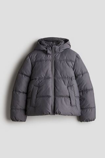 H&M Пуховая куртка с капюшоном, темно-серый