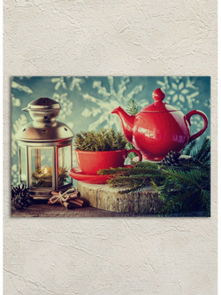 Картина на стекле, Картина на стену Ароматный чай, 40х28см Декор для дома, подарок