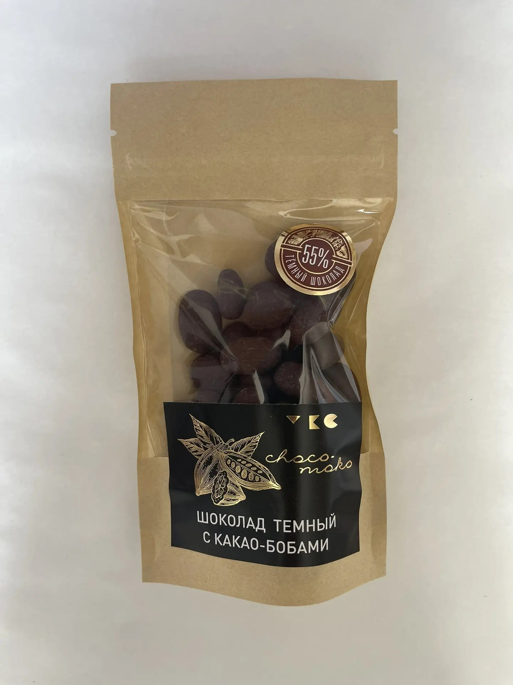 Шоколад темный с какао-бобами "choco-moko" 55%