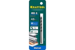 Сверло по металлу HSS-G 4.5 х80мм, сталь М2(S6-5-2) KRAFTOOL