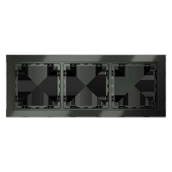 Рамка стеклянная Voltum S70 на 3 поста, (титан, стекло) VLS110306