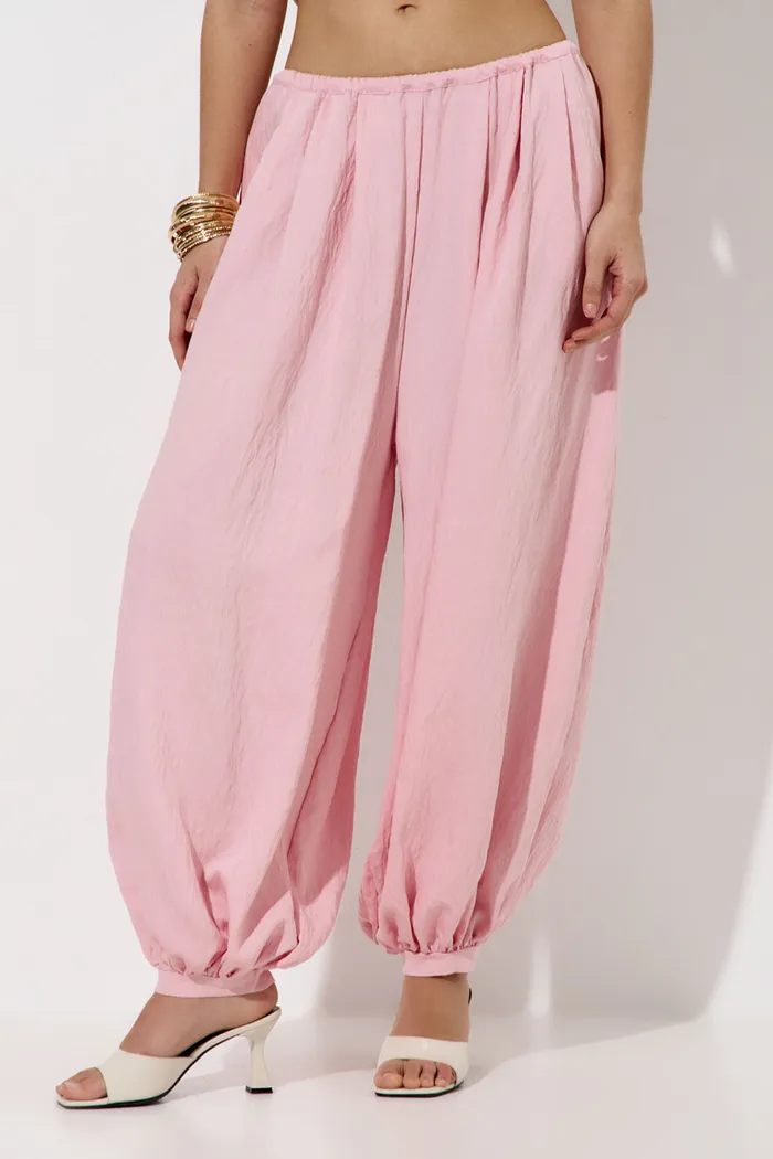 Брюки алладины из вискозы розового цвета