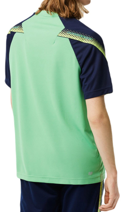 Футболка мужская теннисная Lacoste SPORT Regular Fit Logo Stripe T-shirt - green/navy blue