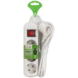 Удлинитель электрический ЭРА UDL-10-330-ES Greenline 3 розетки с заземлением с выключателем 3м ПВС 3x0.75мм2
