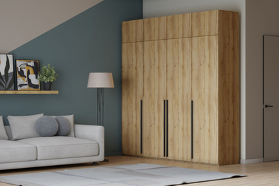 Распашной четырехсекционный шкаф Лорена Пакс-4 с антресолью Дуб Золотистый U1148 160*40*230 см, Желтый   Фиеста