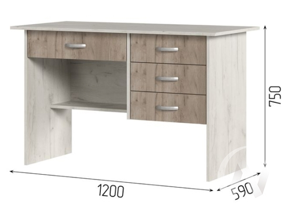 Стол письменный Сити (дуб крафт серый/дуб крафт белый)