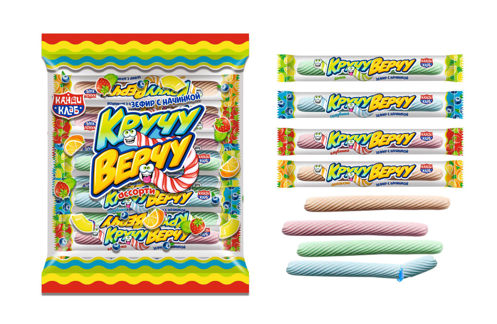 Зефир с начинкой "Кручу-Верчу" ассорти 20*30шт 12г