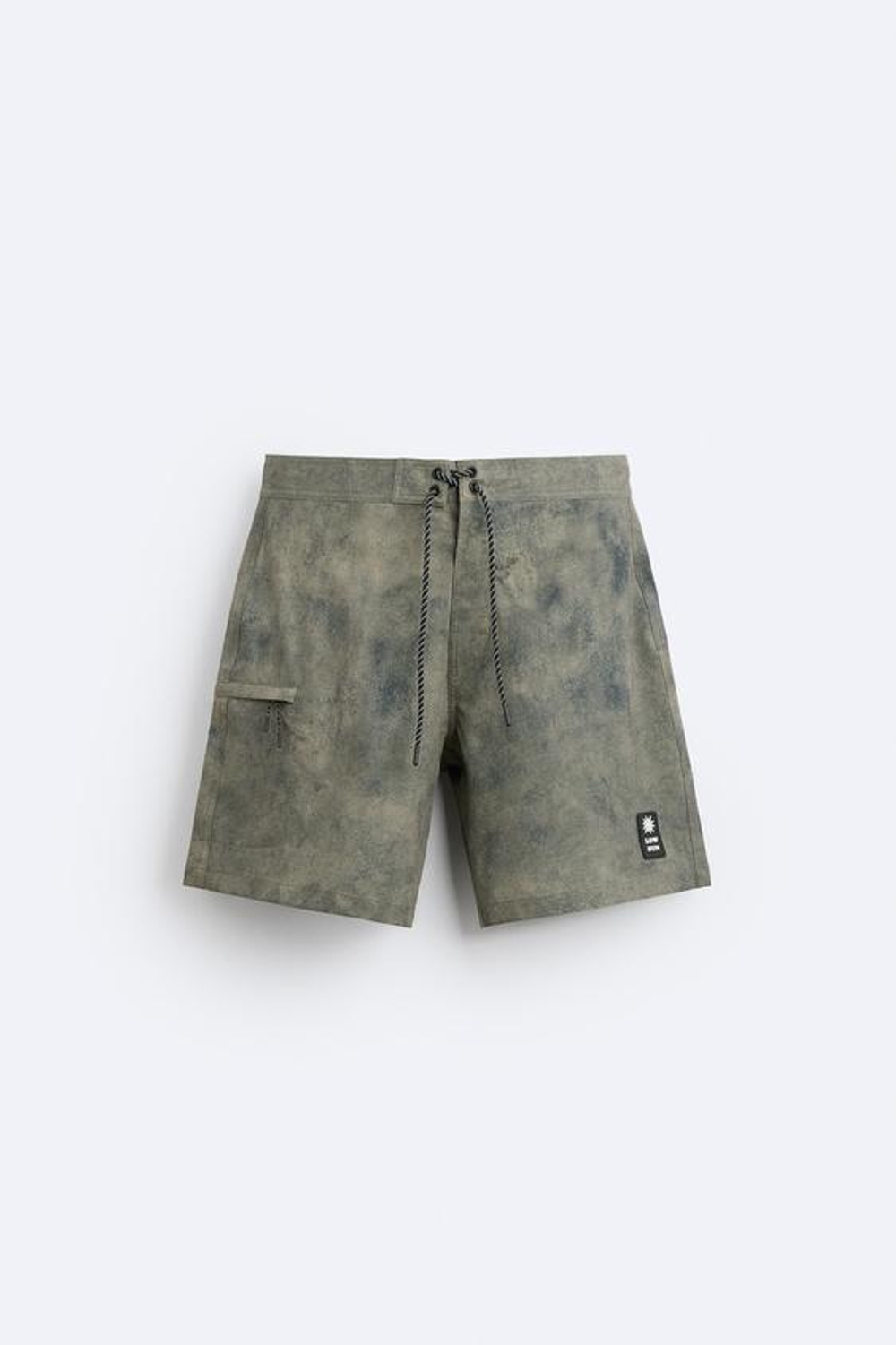 ZARA ДЛИННЫЕ ПЛАВКИ С АЭРОГРАФИЧЕСКИМ ПРИНТОМ, ЗЕЛЕНОВАТЫЙ