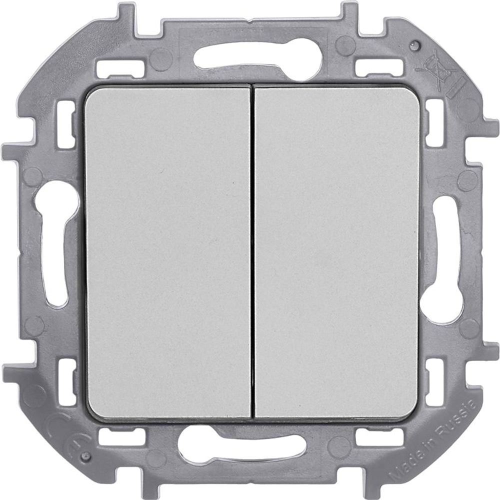 Выключатель 2-кл. Inspiria 10А IP20 250В 10AX механизм алюм. IEK 673622