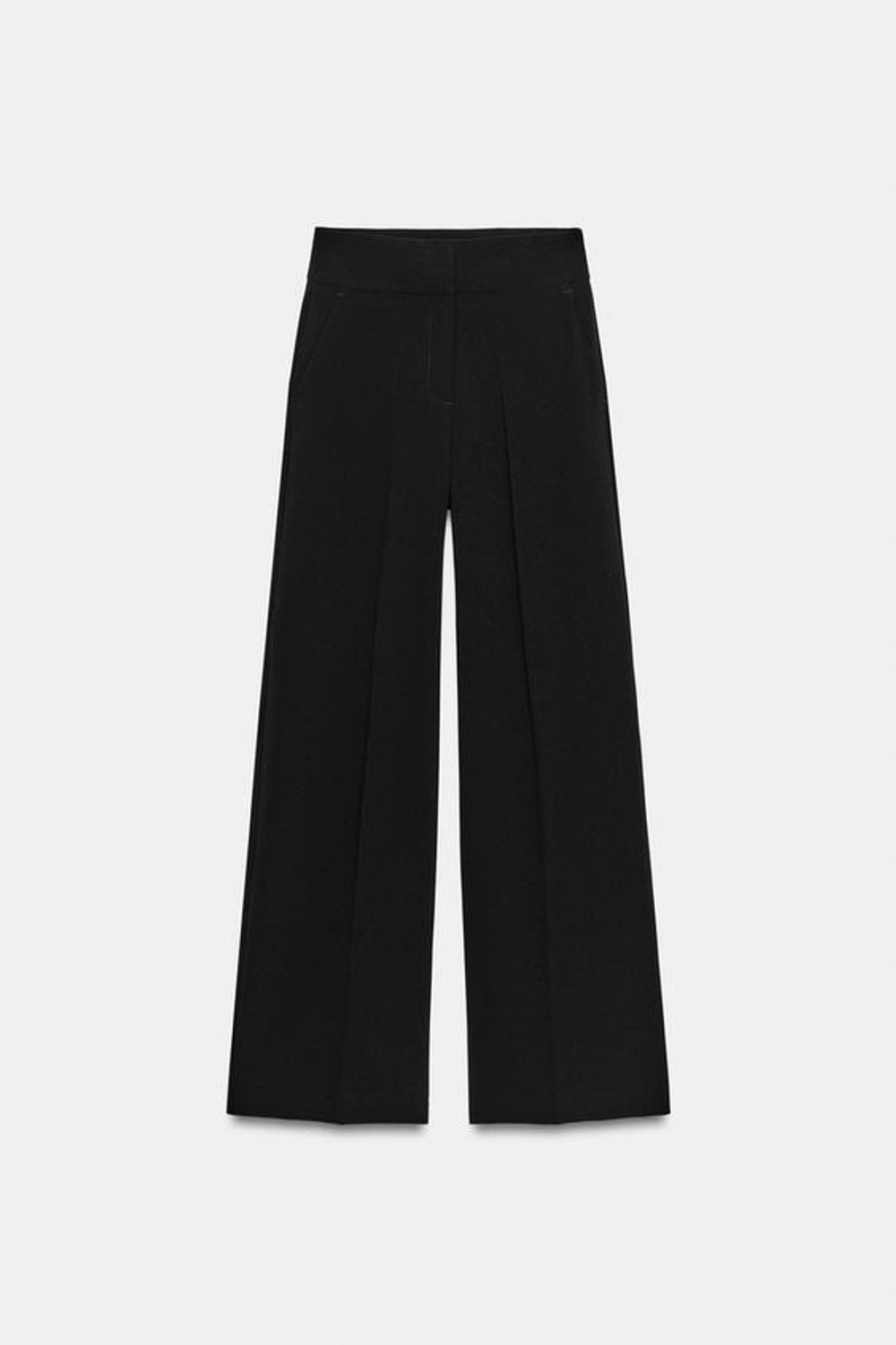 ZARA ШИРОКИЕ БРЮКИ С ВЫСОКОЙ ПОСАДКОЙ, ЧЕРНЫЙ