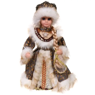 Снегурочка музыкальная «Волшебный день» в бронзовой шубке 30 см