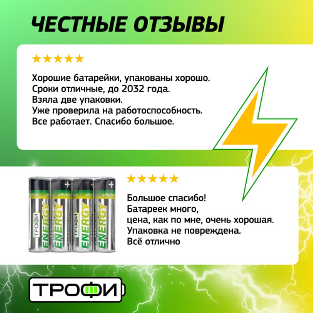 Батарейки Трофи LR6-40 bulk ENERGY Alkaline