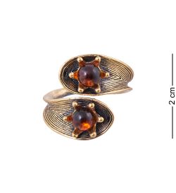 AM-3858 Кольцо «Кувшинки» (латунь, янтарь)