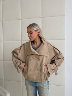 Тренч укороченный песочный