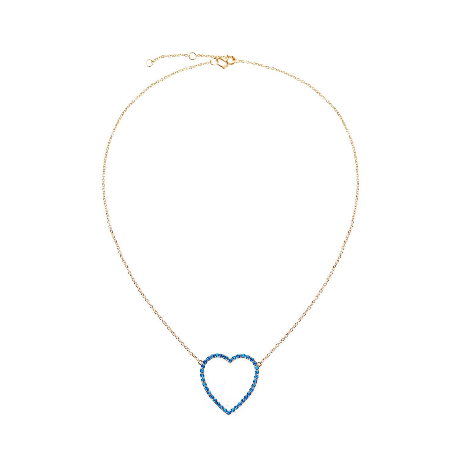 Колье Gold Heart Necklaces - Dark Blue