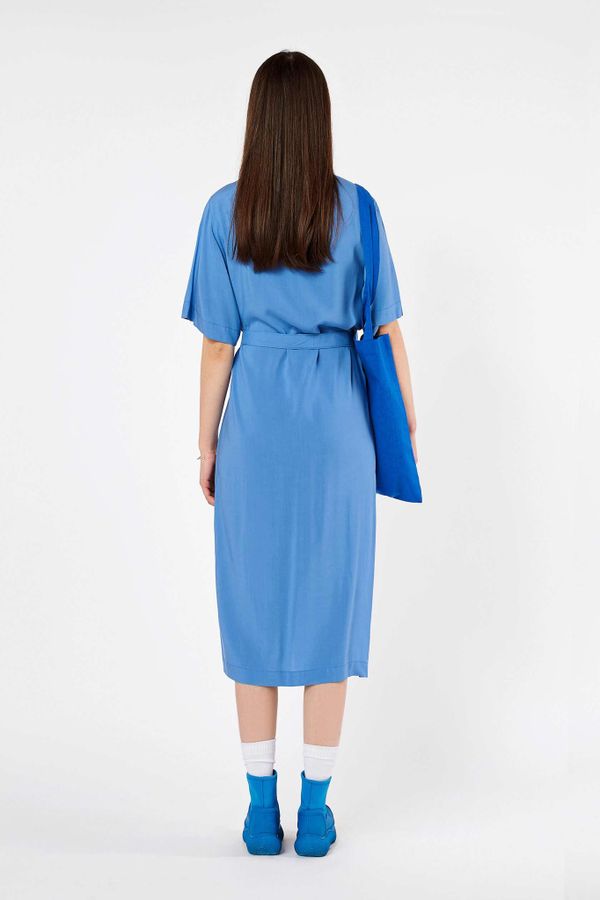 Платье Рубашка FOS Вискоза Синее - фото 4