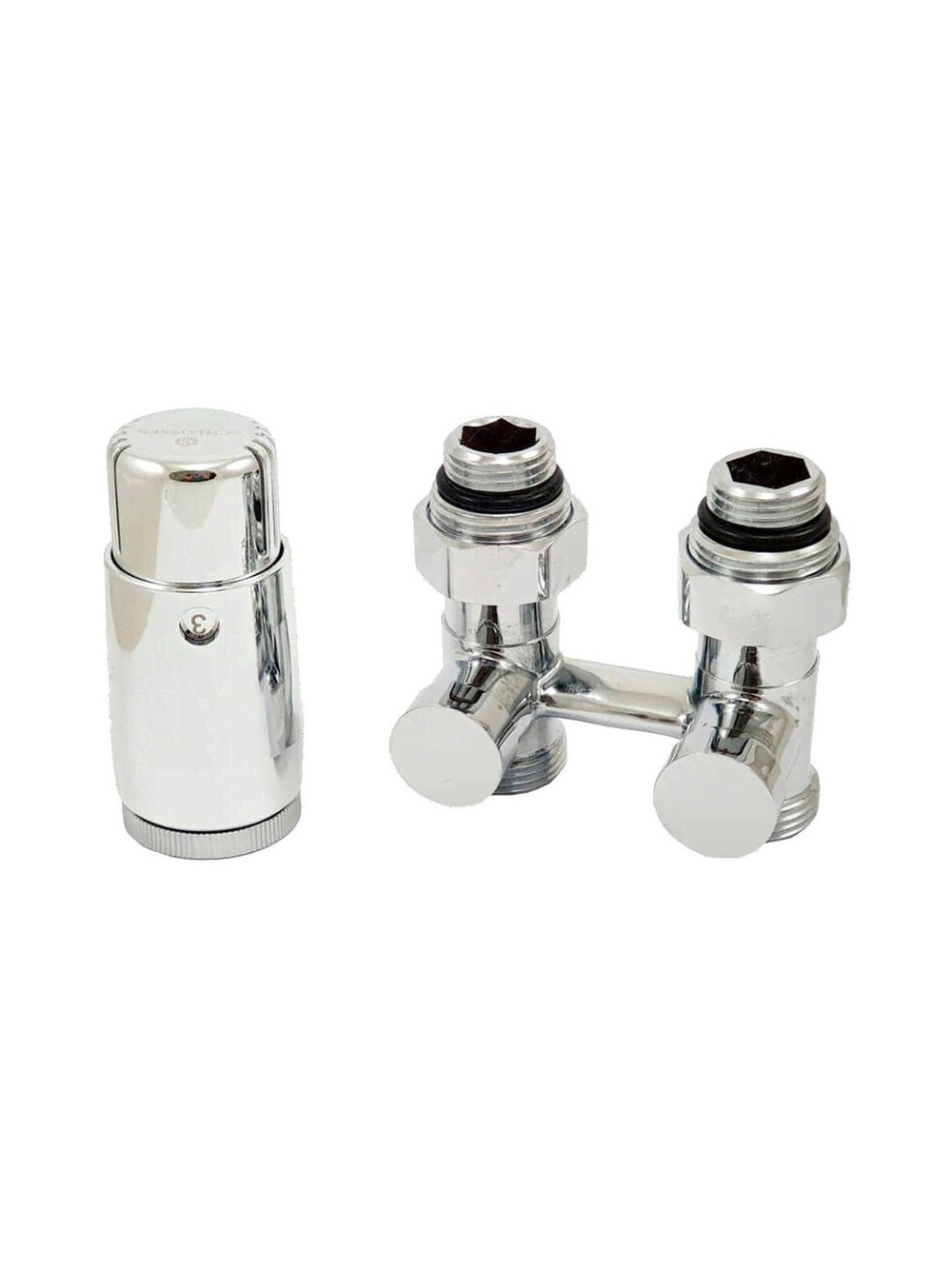 Комплект узла нижнего подкл SCHLOSSER прямой STANDARD 3/4" (хром) с термоголовкой М30х1,5, ниппеля 1/2"Х3/4"