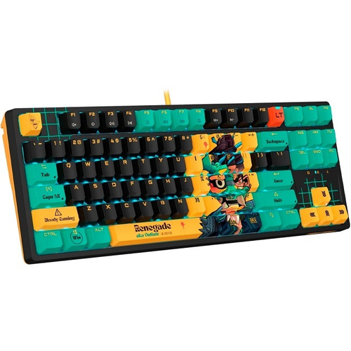 Клавиатура A4TECH Bloody AT87 Renegade, RGB, механическая, свитчи Alpha, черный/зеленый (2027360)