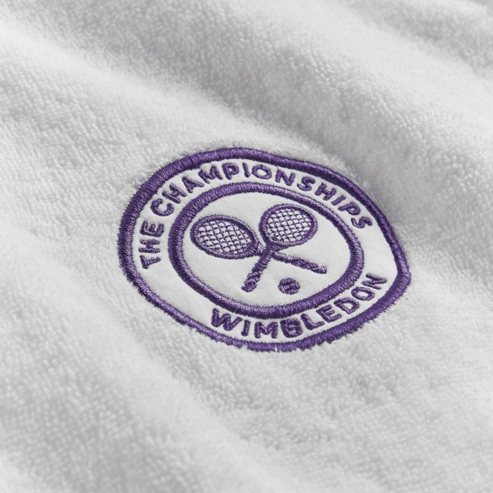 Теннисный халат Wimbledon Cotton Terry Baseline Robe - white/purple