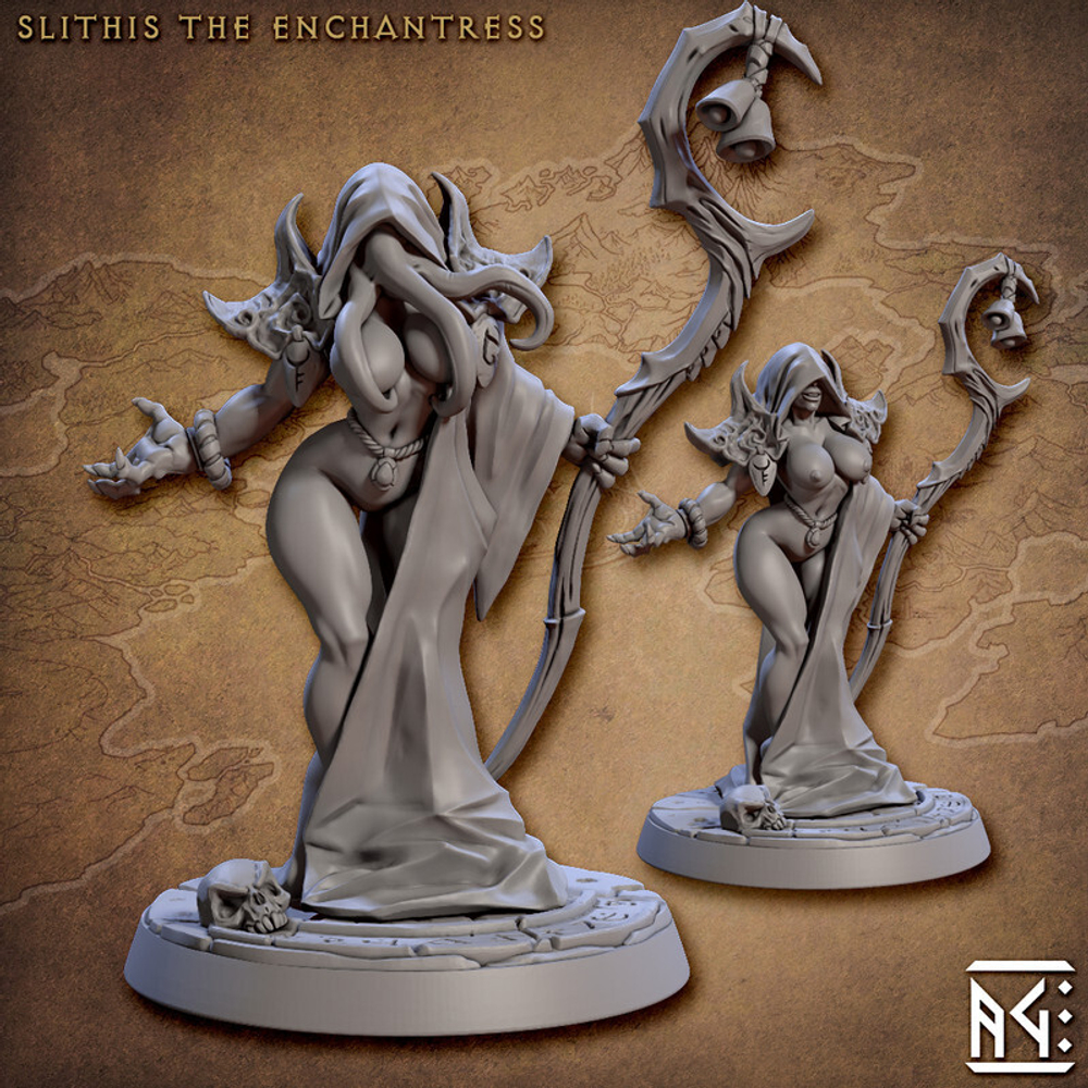 Иллитид mind flayer Illithid Свежеватель разума секси девушка Некромант Волшебник Маг Колдун 1 шт миниатюра для dnd, днд, pathfinder, фентези, Настольная игра, НРИ, Варгейм, РПГ
