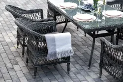 "Амароне" обеденная группа из искусственного ротанга на 6 персон, цвет графит