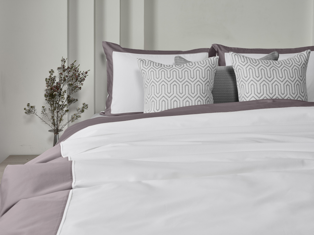 Постельное белье 2 спальное евро Сlaire&Caroll Frame белое с темно-серым