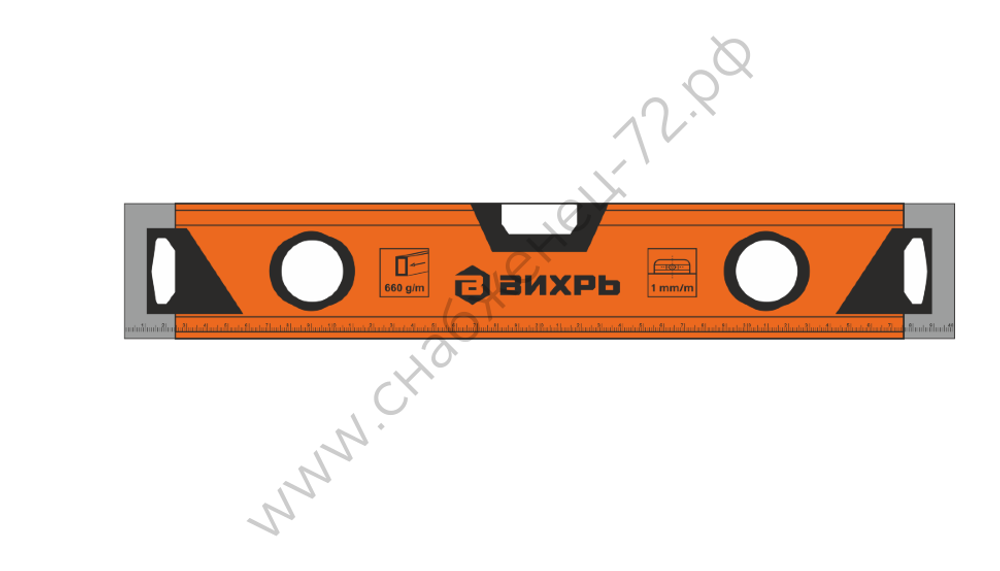 Уровень алюминиевый «Усиленный» 400мм 3 глазка фрезерованный Вихрь