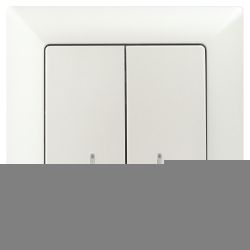 Выключатель Intro Solo 4-105-06 двухклавишный с подсветкой, 10А-250В, IP20, СУ, перламутр