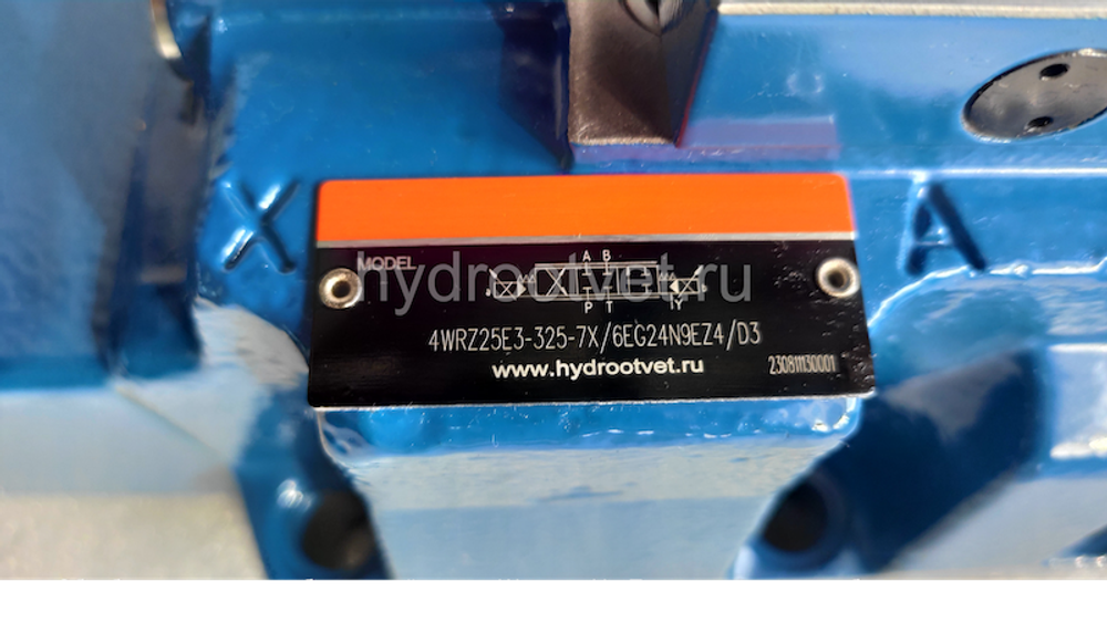 4WRZ32W6-360-7X/6EG24N9ETK4/D3V - Пропорциональный распределитель Ду32 без усилителя, номинальный расход 360 л/мин, схема W6, каналы управления ET - X и Y - внутренние