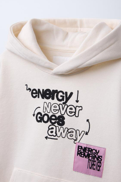 ZARA ХУДИ С ПРИНТОМ «ГРАФФИТИ», ЭКРЮ