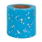 Лента (5,5 см*13,72 м) Фатин с пайетками, Голубой, 1 шт.