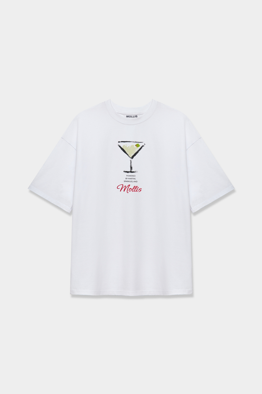 Футболка с принтом "Powered by martini, sparkles, and Mollis"