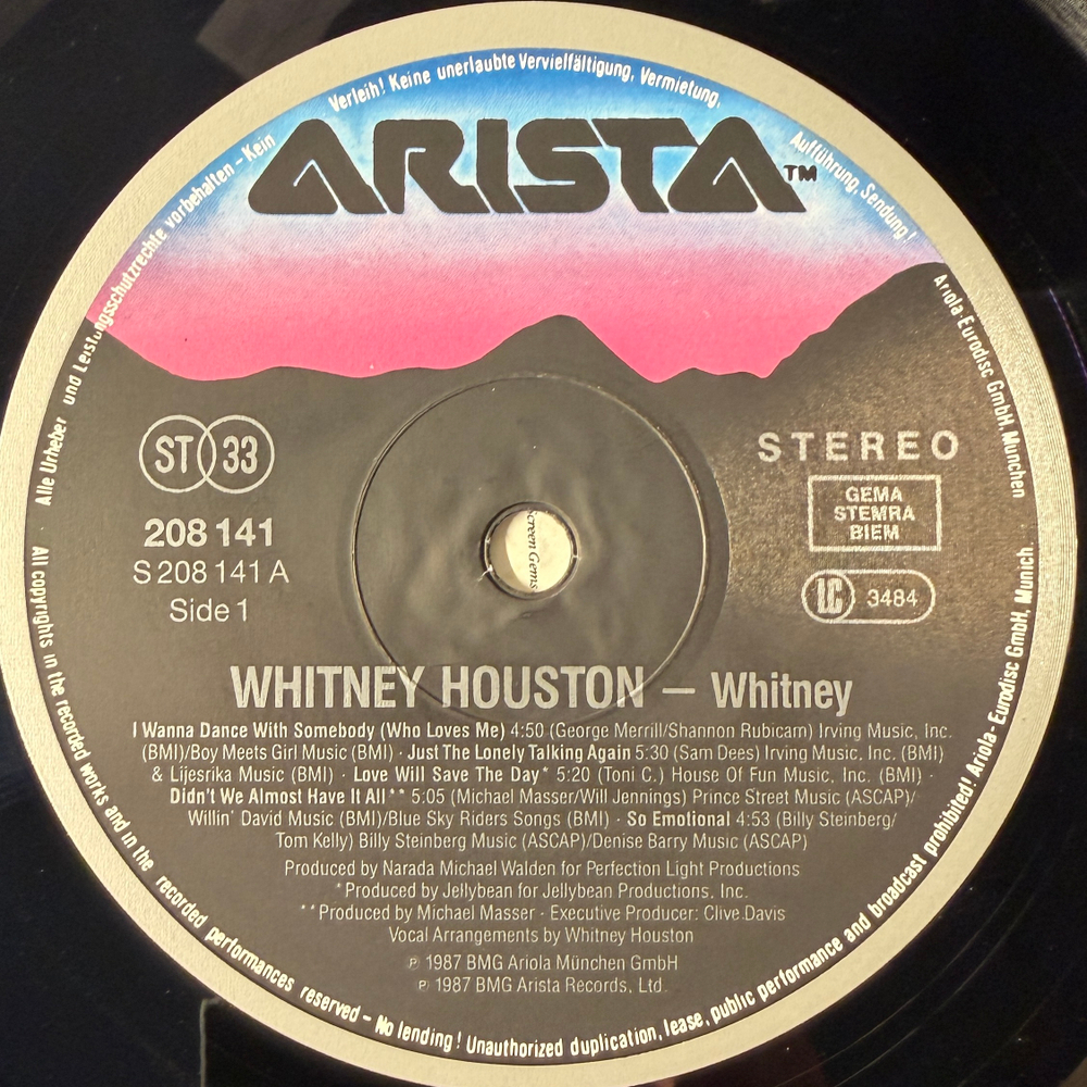 Whitney Houston - Whitney (Германия 1987г.)