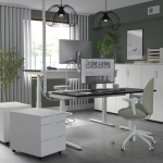 Письменный стол с регулировкой по высоте - IKEA MITTZON/МИТТЗОН ИКЕА, 160х80х62-126 см,белый/черный
