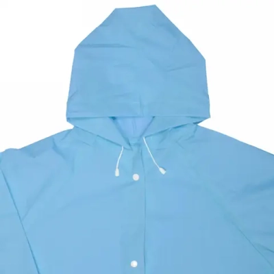 Дождевик-плащ 110 Мкрн 115*65см «Macarons» с капюшоном и завязками, на кнопках, голубой ДоброСад