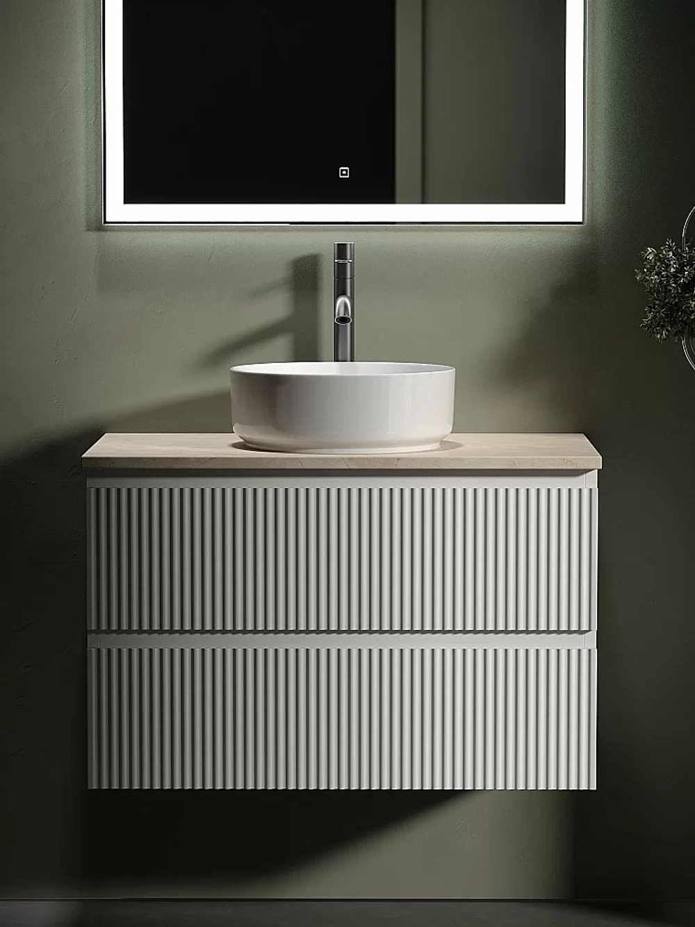 Тумба с раковиной Sancos SNOB R 80 со столешницей, белая матовый
