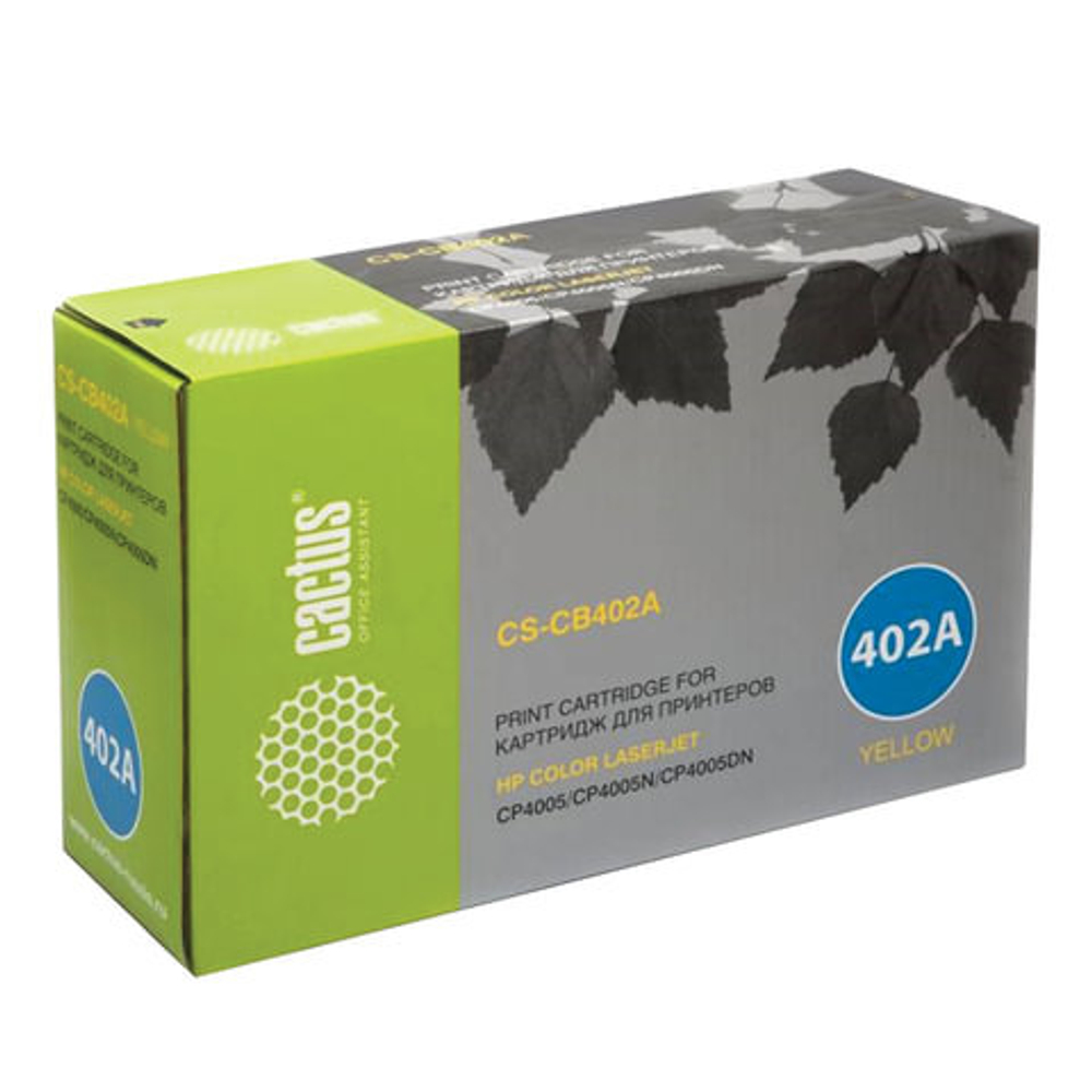 Картридж лазерный CACTUS (CS-CB402A) для HP ColorLaserJet CP4005, желтый, ресурс 7500 стр., CS-CB402AR