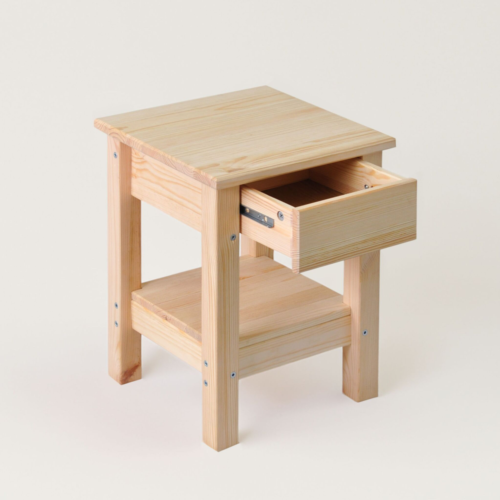 Табурет с ящиком и полочкой Ральф, деревянный, без отделки