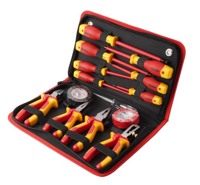 TOLSEN (TTV80114) Набор инструментов диэлектрических, 14 предметов, в футляре на молнии