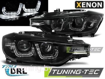 Передние фары BMW 3 F30 / F31 black u-led bar hid