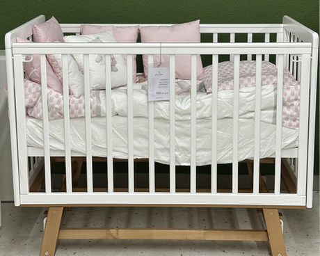 Кроватка для новорождённых Incanto ANNIKEN с продольным маятником (в т.ч. приставная) цвет белый/бук