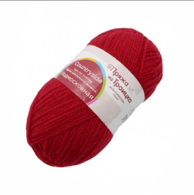 Пряжа "Подмосковная", 50% шерсть, 50% акрил, 100гр-250м, красный