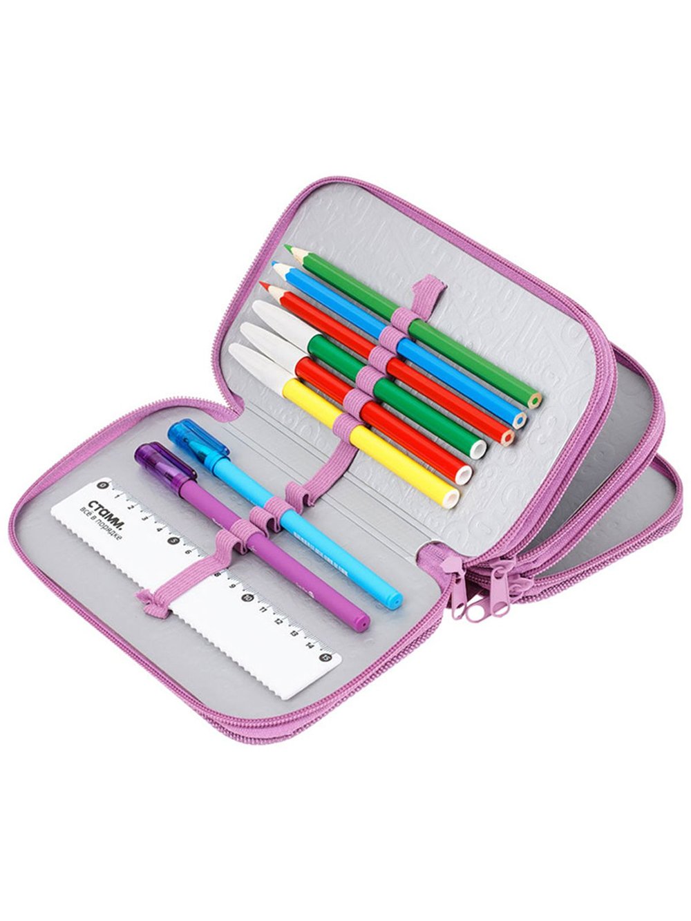 Пенал 3 отделения 19х11см ламинация (ПК3-42380)