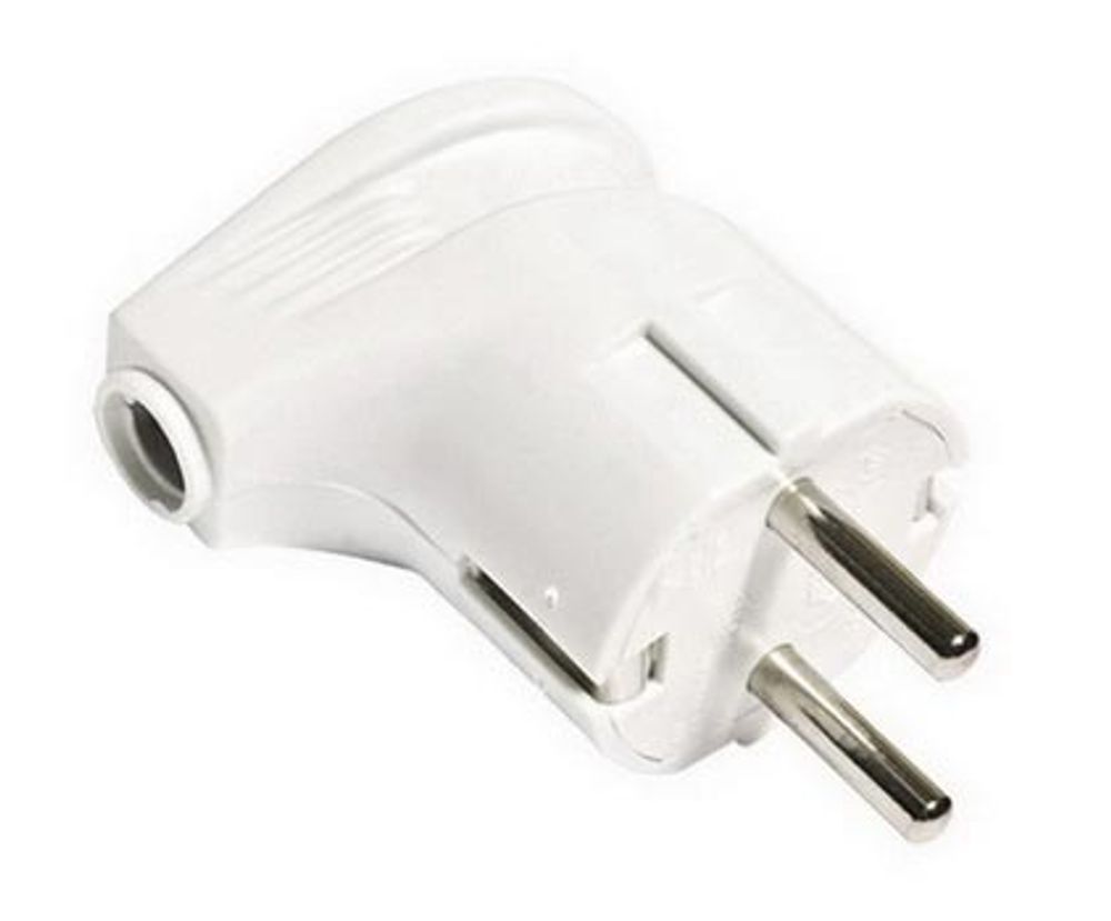 Вилка угловая с заземляющими контактами 16А 250В Белый TDM (код.53333)